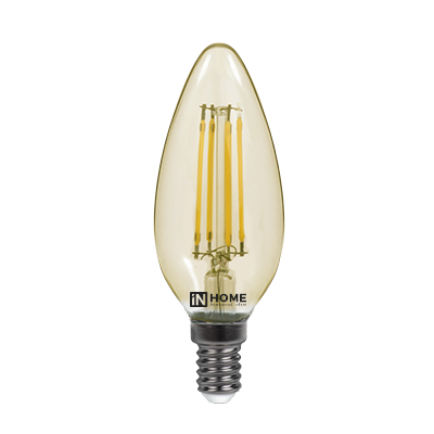 Лампа светодиодная LED-СВЕЧА-deco 7Вт 230В E14 3000К 630Лм зол. IN HOME 4690612007540
