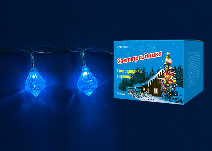 Электрогирлянда светодиодная «Брильянты» ULD-S0280-020/DTA BLUE IP20 DIAMONDS 20led 2.8м UNIEL 07922 в Ярославле