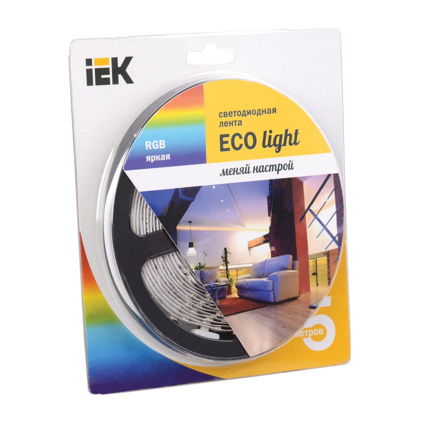 Лента светодиодная ECO LED LSR-3528RGB54-4.8-IP20-12V (уп.5м) полноцвет. ИЭК LSR1-3-054-20-1-05