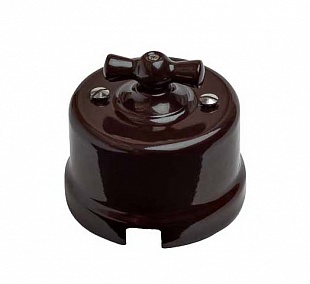 Выключатель 2-клавишный коричневый пластик Bironi В1-202-22