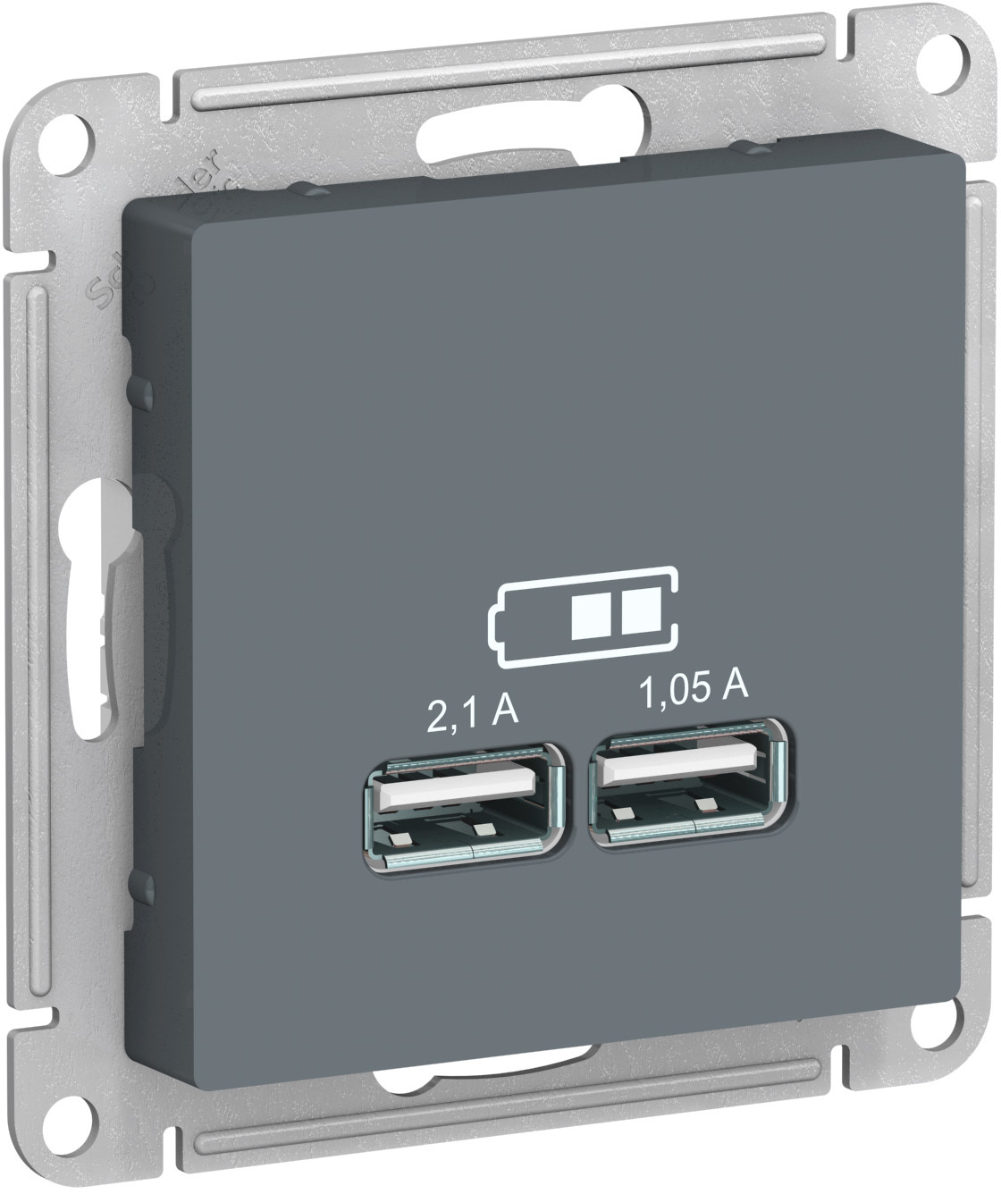 Механизм розетки USB ATLAS DESIGN 5В 1порт х 2.1А 2порта х 1.05А грифель SchE ATN000733 в Ярославле
