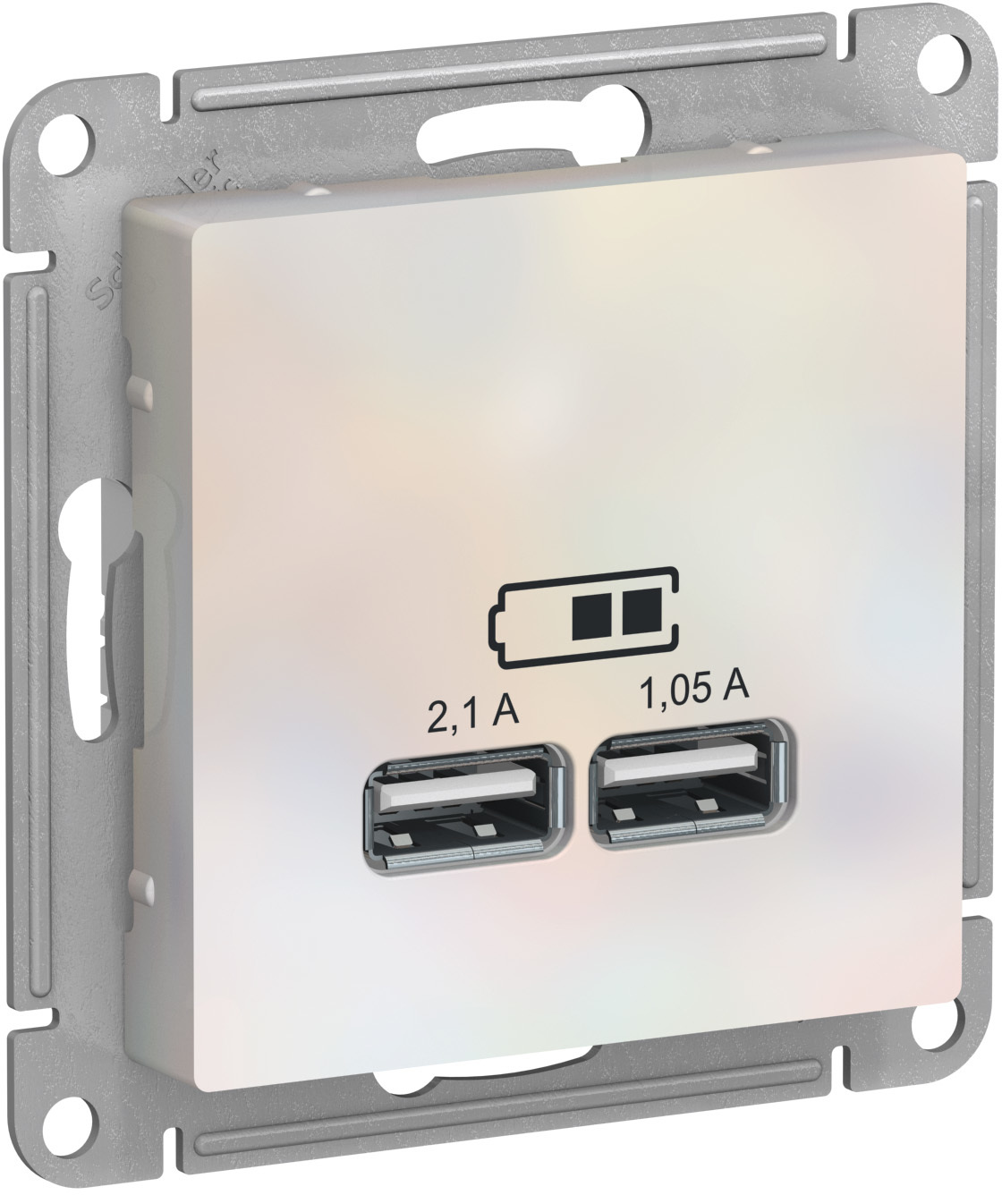 Механизм розетки USB ATLAS DESIGN 5В 1порт х 2.1А 2порта х 1.05А жемчуг SchE ATN000433