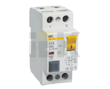 Выключатель диф. тока 2п 63А 100мА тип AC S ВД1-63 ИЭК MDV12-2-063-100