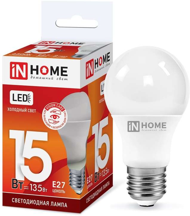 Лампа светодиодная LED-A60-VC 15Вт 230В E27 6500К 1350Лм IN HOME 4690612020280