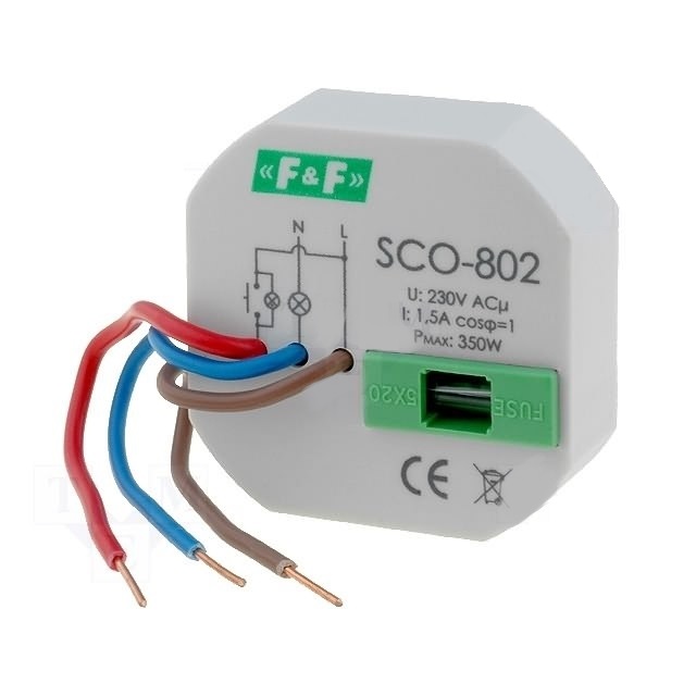 Регулятор освещенности SCO-802 для ламп накаливания до 300Вт d60мм F&F ЕА01.006.009