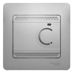 Термостат Glossa электронный для теплого пола с датчиком  в сборе алюм. SchE GSL000338