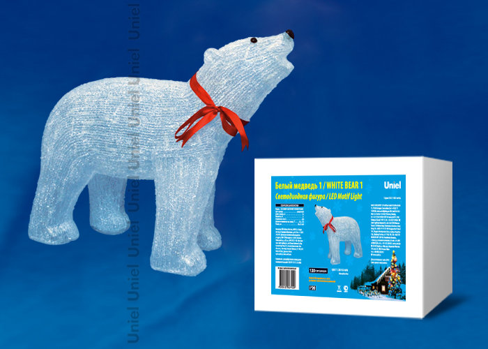 Фигура светодиодная «Белый медведь 1» Uniel ULD-M6048-120/STA WHITE IP20 WHITE BEAR 1  в Ярославле