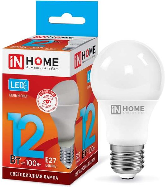 Лампа светодиодная LED-A60-VC 12Вт 230В E27 4000К 1080Лм IN HOME 4690612020242