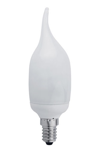 Лампа энергосбер. Ecola candle 11W EIC/D 220V E14 2700K свеча на ветру 127x38 УВВ C4NW11ECC