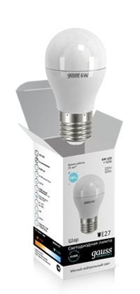 Лампа светодиодная LED Elementary Globe 6Вт E27 6500К Gauss 53236