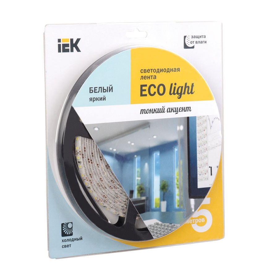 Лента светодиодная ECO LED LSR-3528W120-9.6-IP65-12V (уп.5м) бел. ИЭК LSR1-2-120-65-1-05