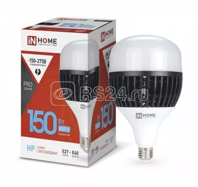 Лампа светодиодная LED-HP-PRO 150Вт 230В 6500К E27 14250Лм с адаптером IN HOME 4690612035703 в Ярославле