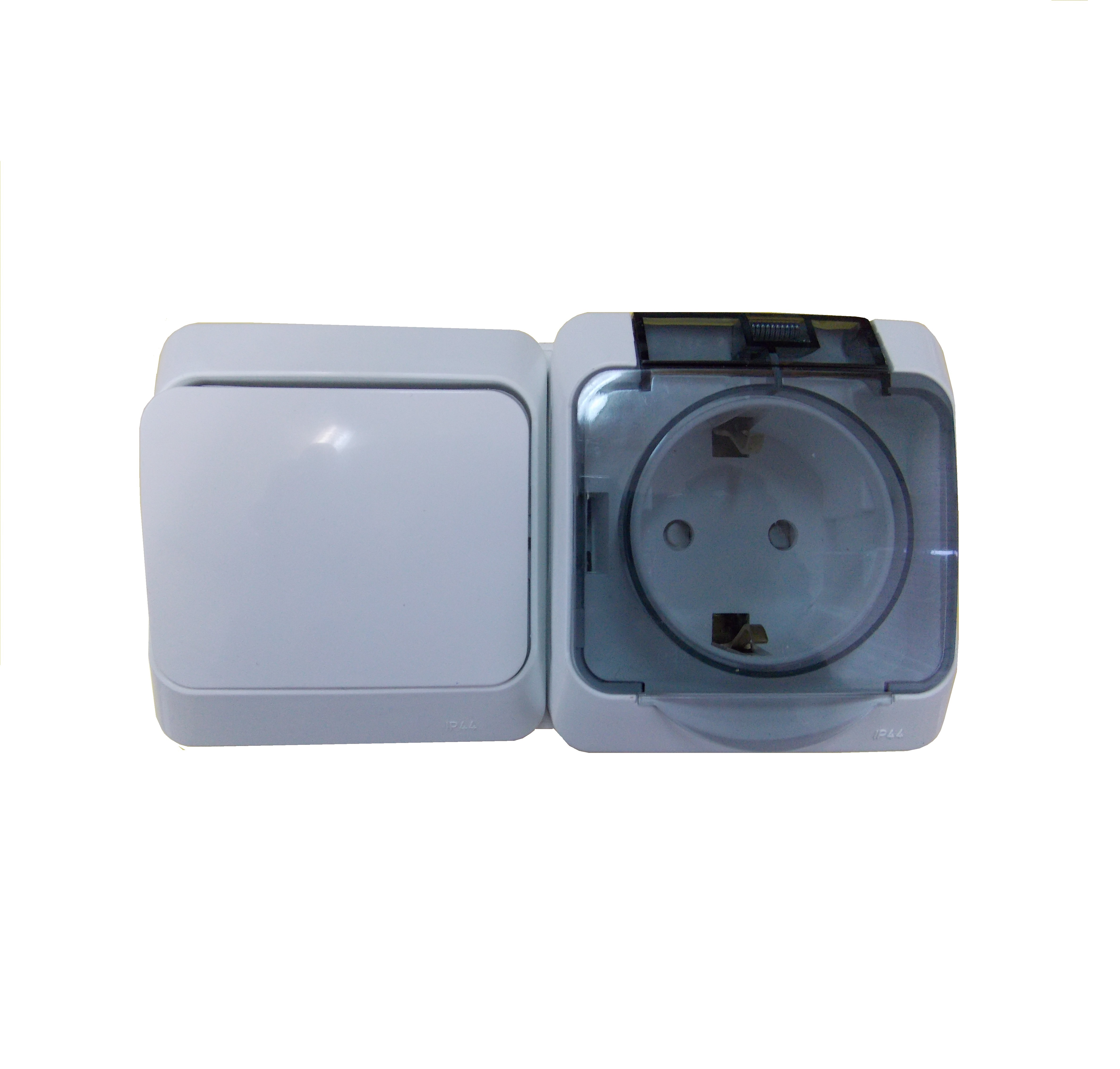 Блок ОП Этюд IP44 серый (1кл перекл.+евророзетка со штор.) SchE BPA16-246C