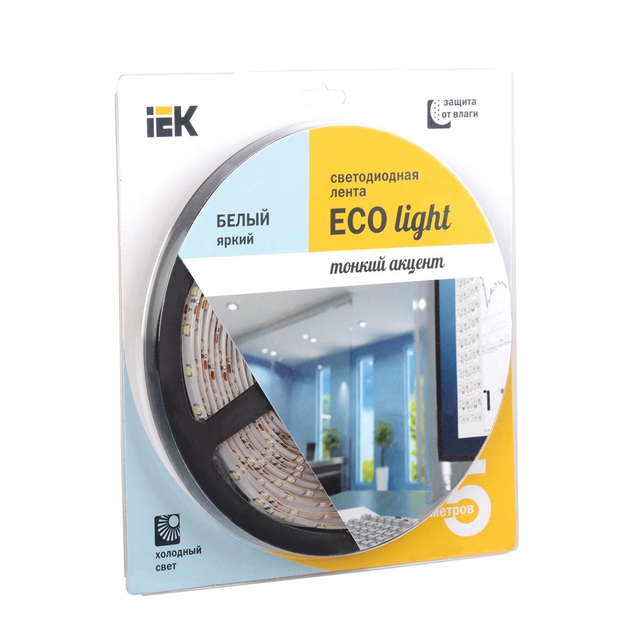 Лента светодиодная ECO LED LSR-3528W60-4.8-IP65-12V (уп.5м) бел. ИЭК LSR1-2-060-65-1-05 в Ярославле