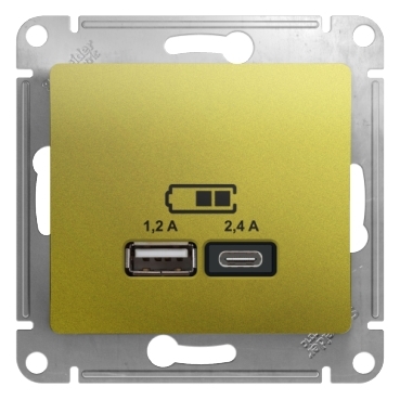 Розетка USB Glossa тип A+C 5В/2.4А 2х5В/1.2А механизм фисташк. SchE GSL001039 в Ярославле