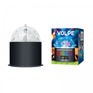 Светодиодный светильник-проектор вращ.Volpe DISCO ULI-Q302,d=8см, h=10см, RGB, 3W/220V черн.