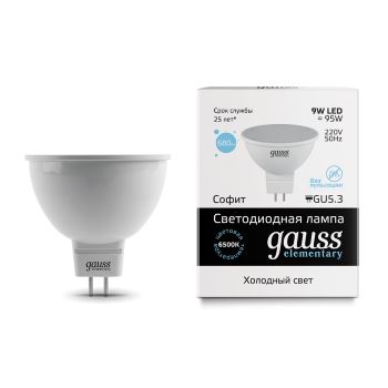 Лампа светодиодная LED Elementary MR16 GU5.3 9Вт 6500К Gauss 13539