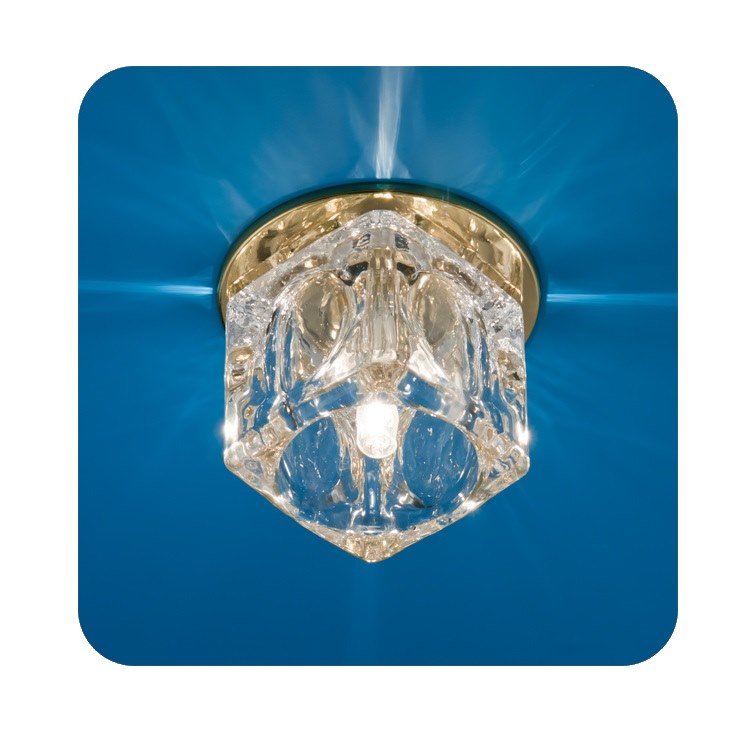 Светильник Ice 12 7 04 с огран. стеклом куб большой зол. G4 ИТАЛМАК IT8169 в Ярославле