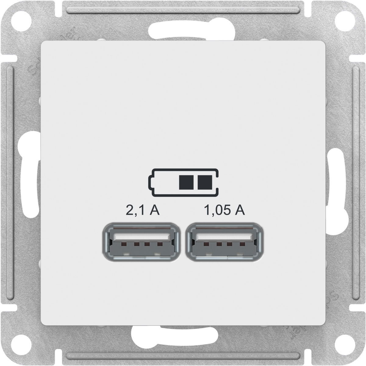 Механизм розетки USB ATLAS DESIGN 5В 1порт х 2.1А 2порта х 1.05А бел. SchE ATN000133 в Ярославле