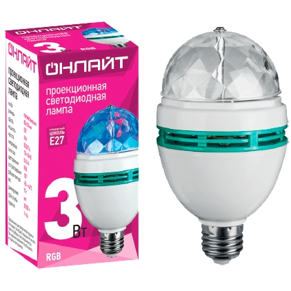 Лампа светодиодная 61 120 OLL-DISCO-3-230-RGB-E27 ОНЛАЙТ 61120 в Ярославле