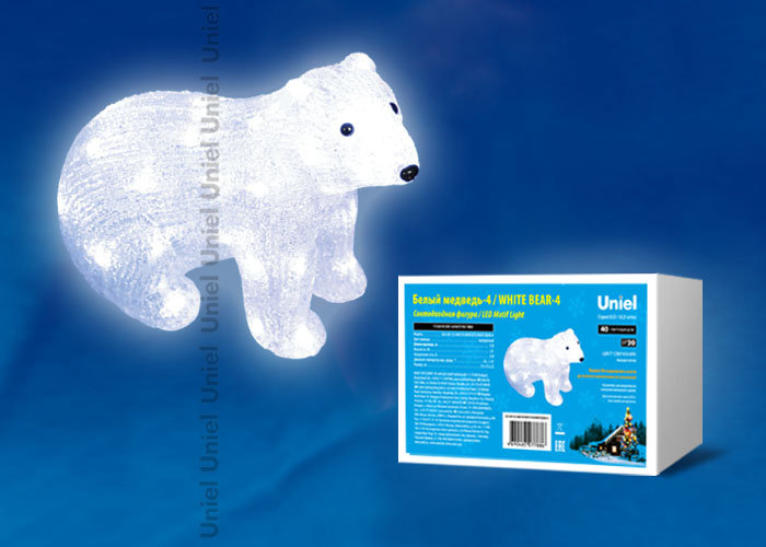 Фигура светодиодная «Белый медведь-4» Uniel ULD-M3125-040/STA WHITE IP20 WHITE BEAR-4 