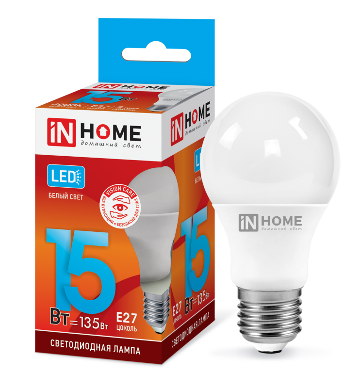 Лампа светодиодная LED-A60-VC 15Вт 230В E27 4000К 1350Лм IN HOME 4690612020273