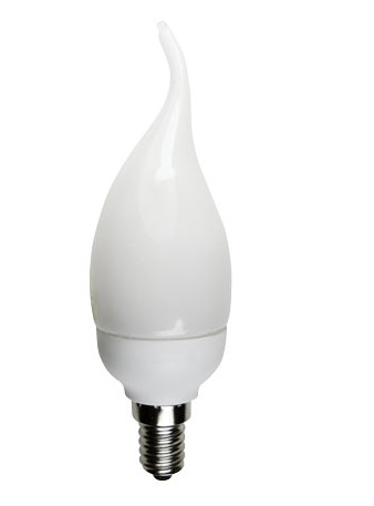 Лампа энергосбер. Ecola candle 9W 220V E14 2700K свеча на ветру 130х40 C4NW09ECC