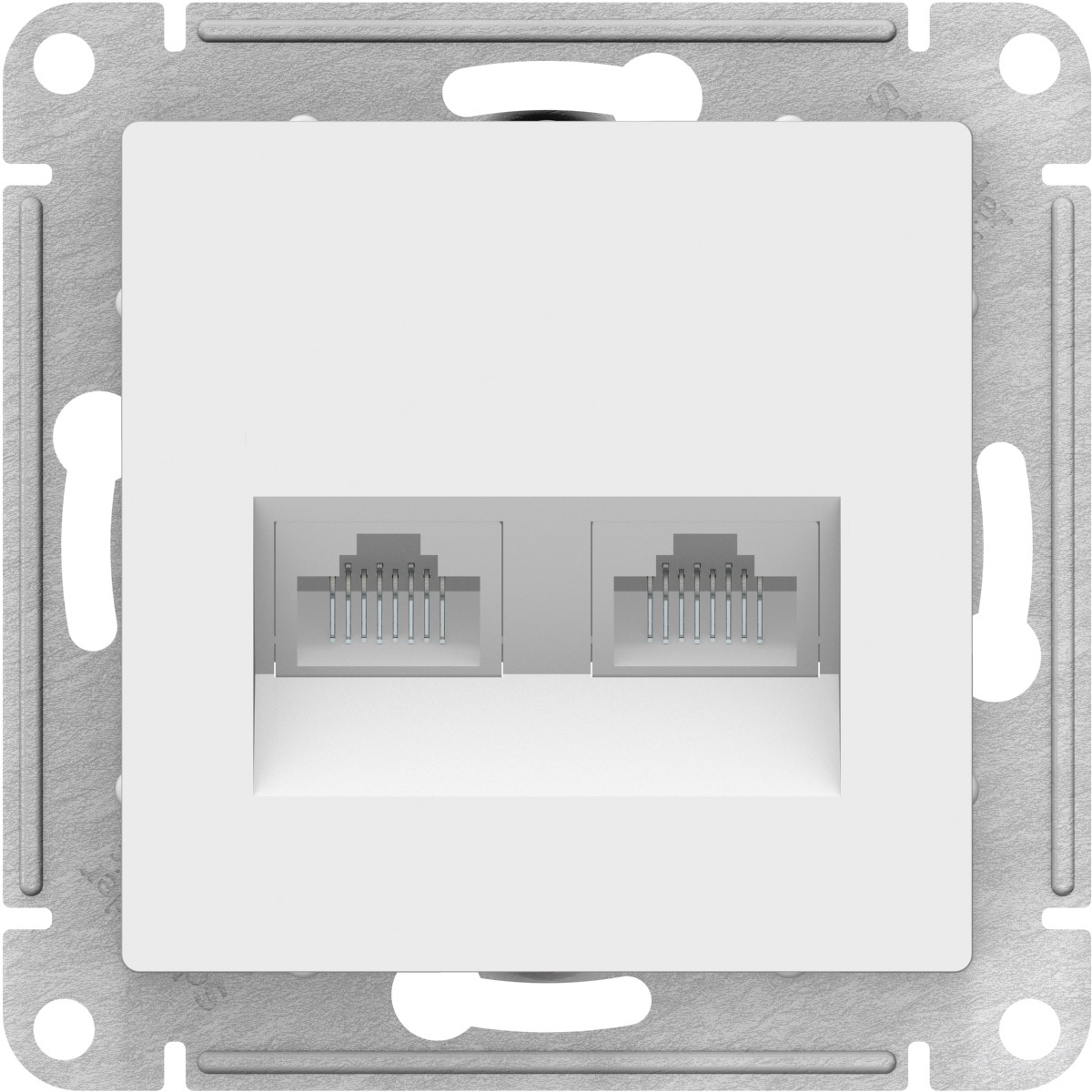 Механизм розетки компьютерной 2-м ATLAS DESIGN RJ45 + RJ45 кат.5e бел. SchE ATN000185