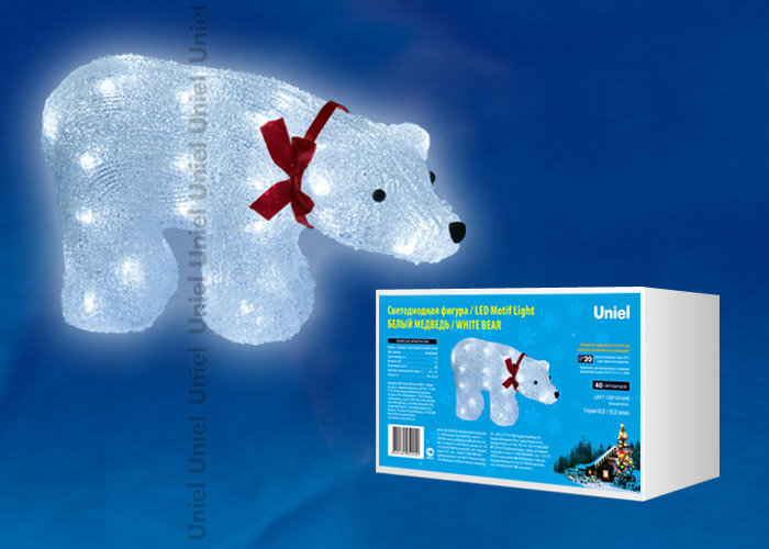 Фигура светодиодная «Белый медведь» Uniel ULD-M3423-040/STA WHITE IP20 WHITE BEAR  в Ярославле