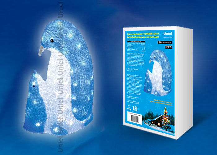 Фигура светодиодная «Семья пингвинов» Uniel ULD-M2539-070/STA WHITE IP20 PENGUIN FAMILY  в Ярославле