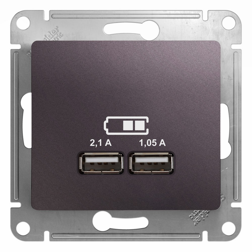 Розетка USB 2-м СП Glossa тип A+A 5В/2100мА 2х5В/1050мА механизм сиренев. туман SchE GSL001433